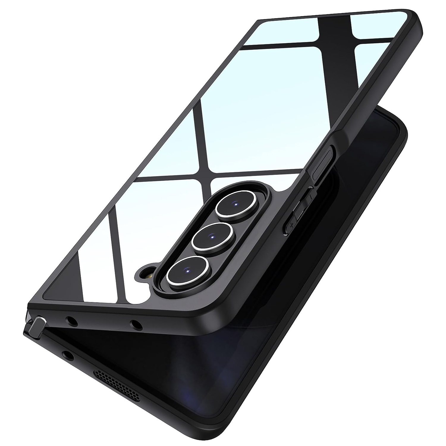 For Samsung Galaxy Z Fold4 Ultra-thin Transparent PC+TPU Phone Case(Black) For Samsung Galaxy Z Fold4 Ultra-thin Transparent PC+TPU Phone Case(Black)