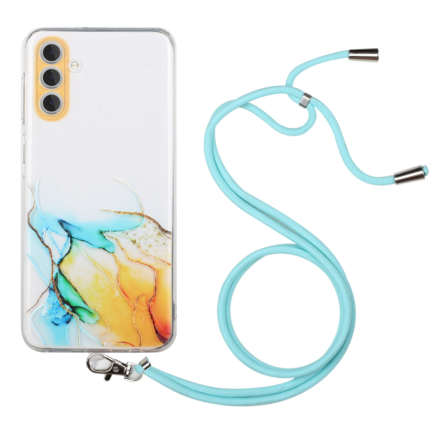 For Samsung Galaxy S24 5G Hollow Marble Pattern TPU Shockproof Phone Case with Rope(Yellow) For Samsung Galaxy S24 5G Hollow Marble Pattern TPU Shockproof Phone Case with Rope(Yellow)