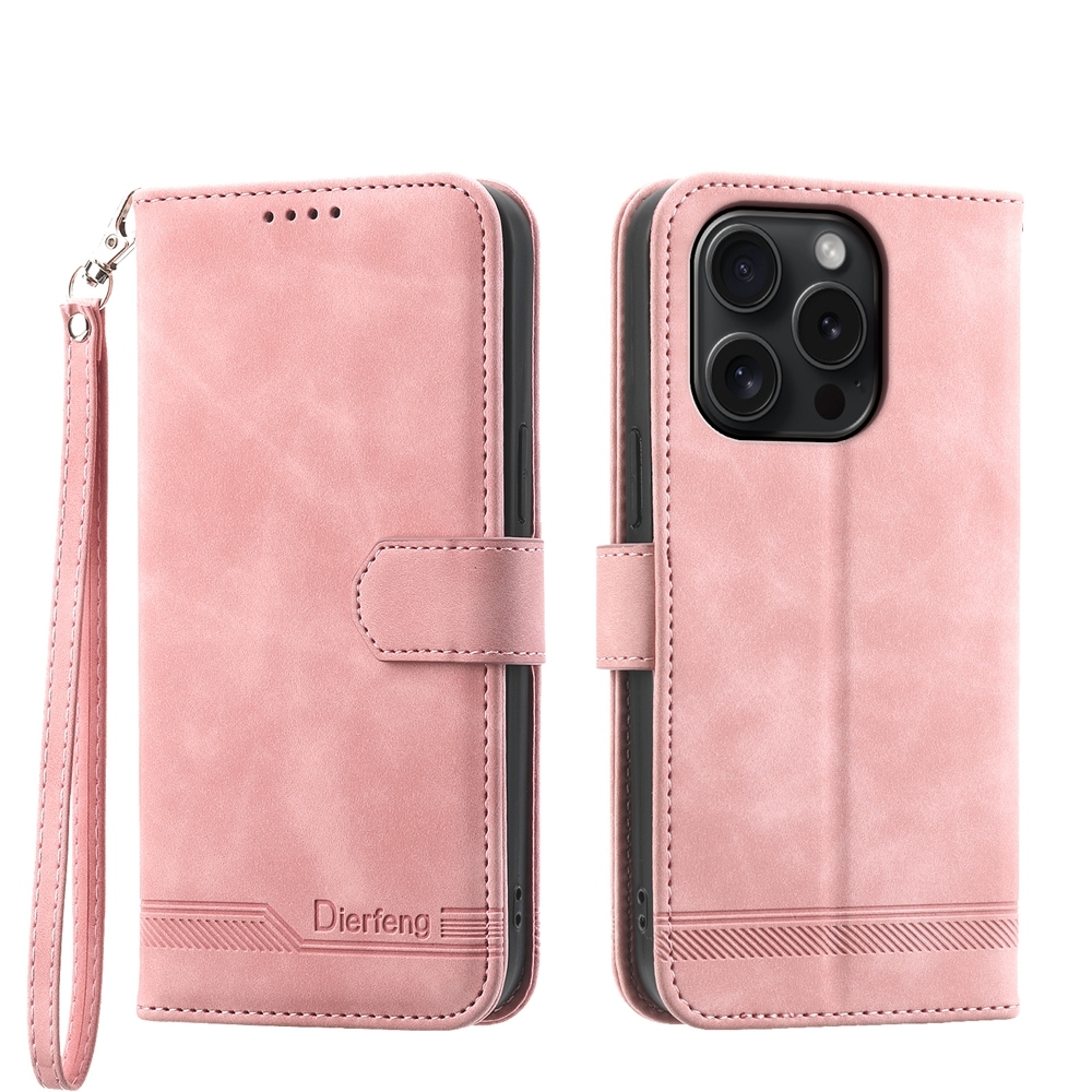 For iPhone 15 Pro Dierfeng Dream Line TPU + PU Leather Phone Case(Pink) For iPhone 15 Pro Dierfeng Dream Line TPU + PU Leather Phone Case(Pink)