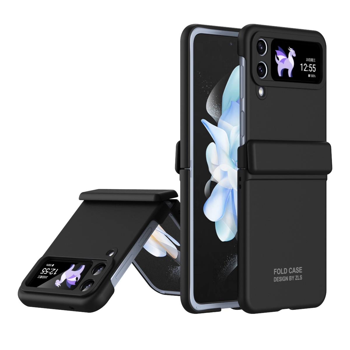 For Samsung Galaxy Z Flip4 5G Extraordinary Series Hinged Folding Full Phone Case(Black) For Samsung Galaxy Z Flip4 5G Extraordinary Series Hinged Folding Full Phone Case(Black)