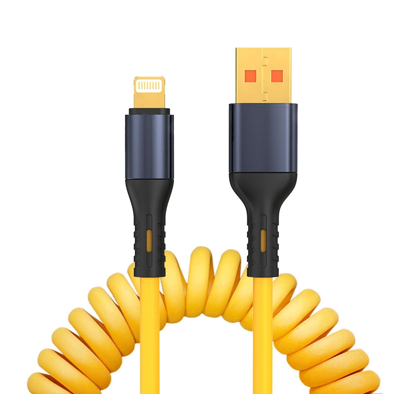 XJ-U101 USB to 8 Pin Spring Charging Data Cable, Length: 1.5m(Yellow) XJ-U101 USB to 8 Pin Spring Charging Data Cable, Length: 1.5m(Yellow)