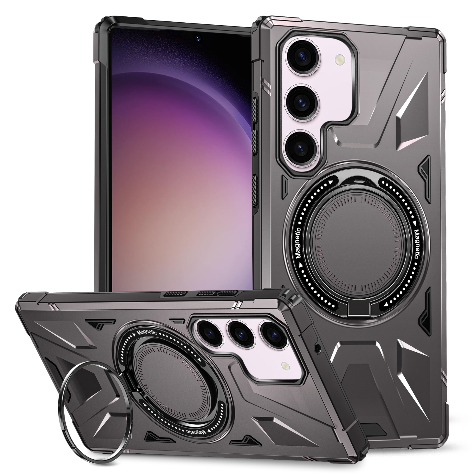 For Samsung Galaxy S23+ 5G MagSafe Magnetic Shockproof Phone Case with Ring Holder(Dark Grey) For Samsung Galaxy S23+ 5G MagSafe Magnetic Shockproof Phone Case with Ring Holder(Dark Grey)