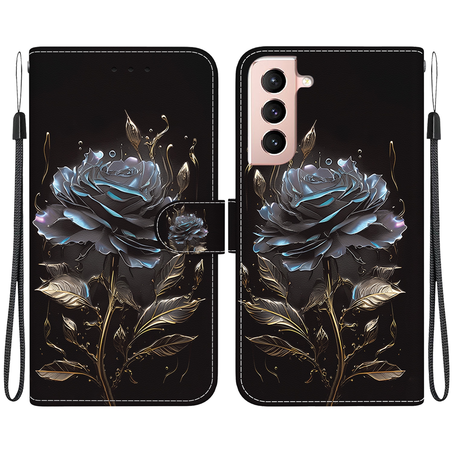 For Samsung Galaxy S21 5G Crystal Texture Colored Drawing Leather Phone Case(Black Rose) For Samsung Galaxy S21 5G Crystal Texture Colored Drawing Leather Phone Case(Black Rose)