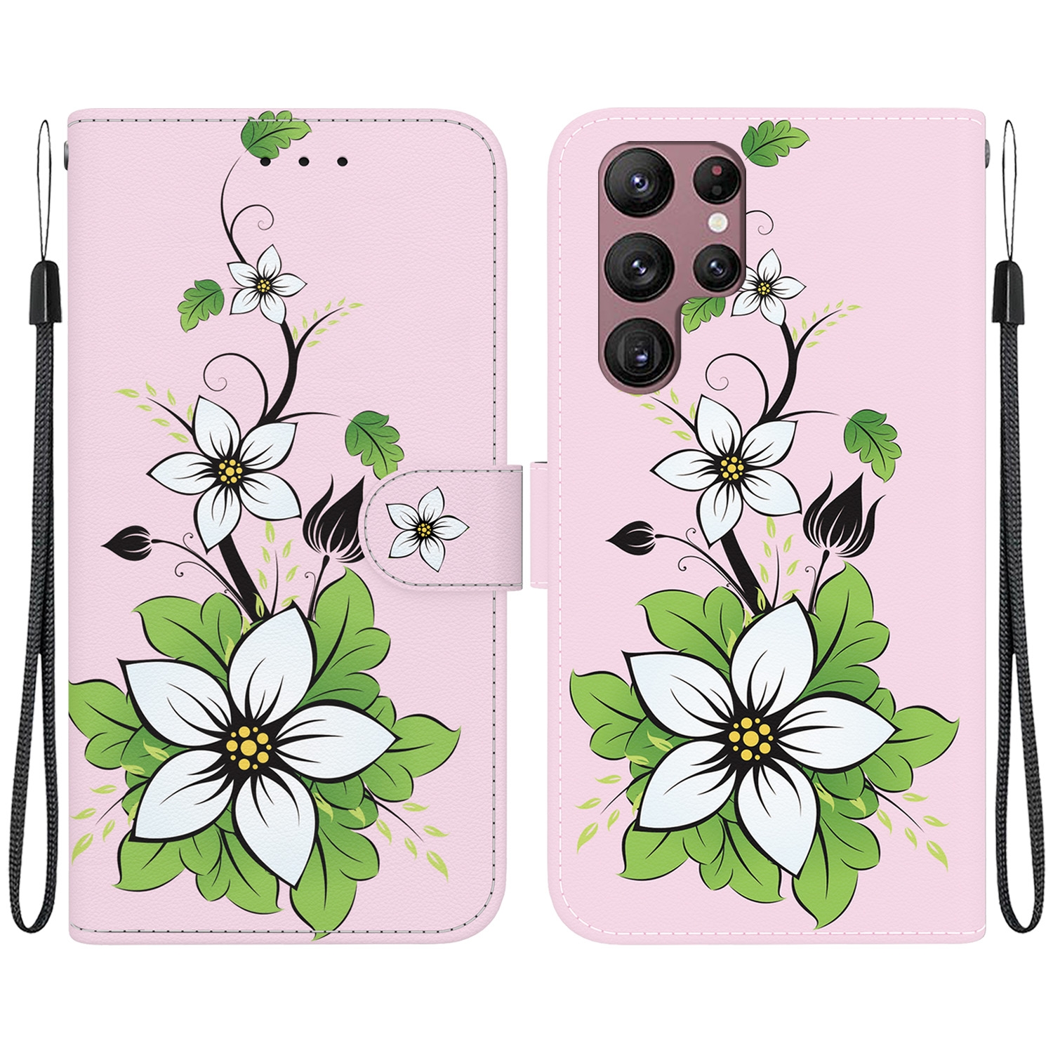 For Samsung Galaxy S22 Ultra 5G Crystal Texture Colored Drawing Leather Phone Case(Lily) For Samsung Galaxy S22 Ultra 5G Crystal Texture Colored Drawing Leather Phone Case(Lily)