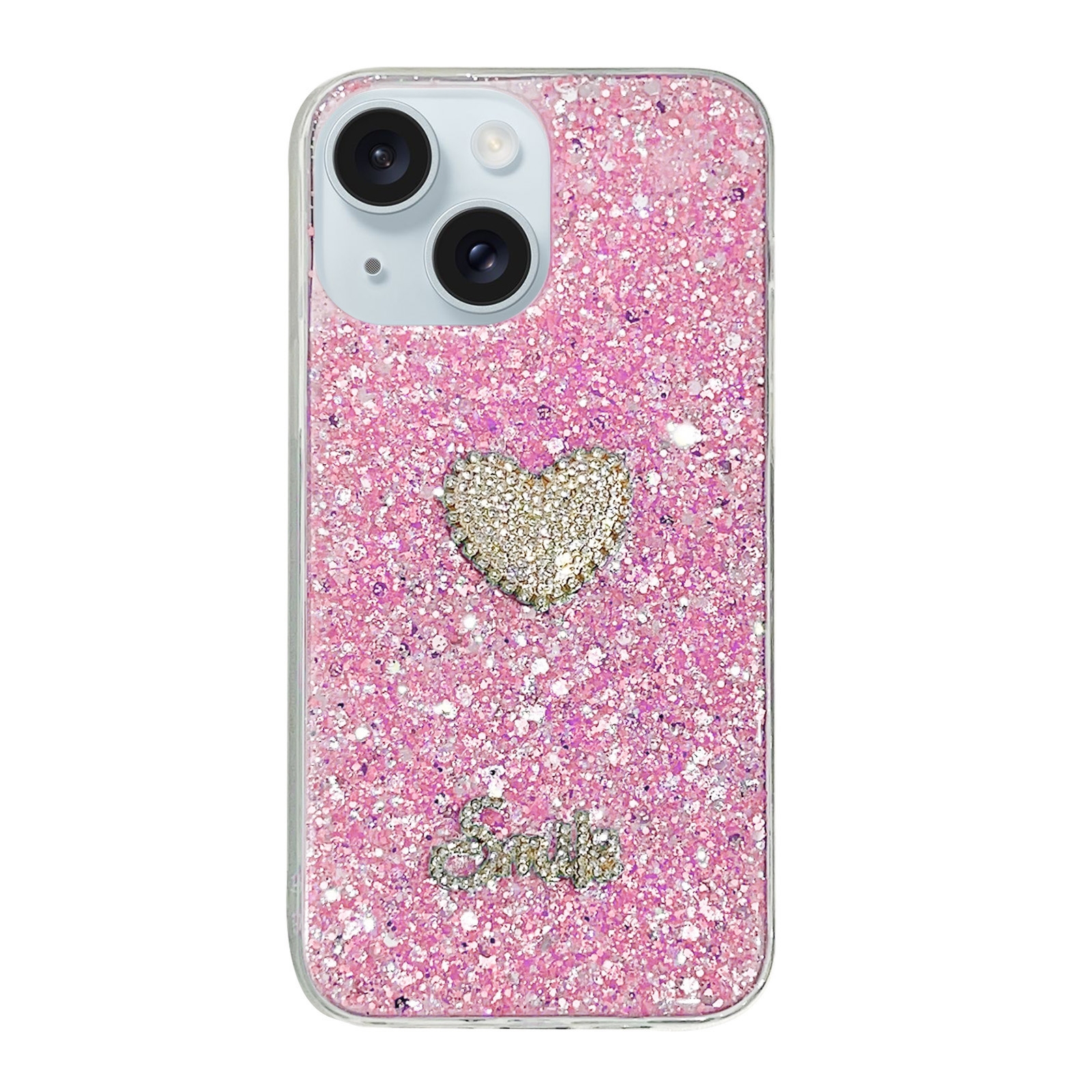 For iPhone 14 Starry Sequin Diamond Heart Epoxy TPU Phone Case(Pink) For iPhone 14 Starry Sequin Diamond Heart Epoxy TPU Phone Case(Pink)