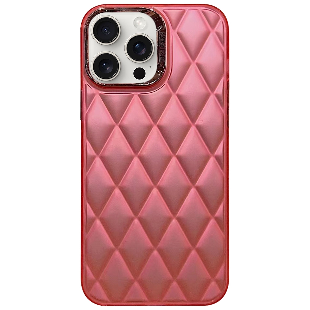 For iPhone 14 Pro 3D Rhombus Electroplating TPU Hybrid PC Phone Case(Rose Red) For iPhone 14 Pro 3D Rhombus Electroplating TPU Hybrid PC Phone Case(Rose Red)