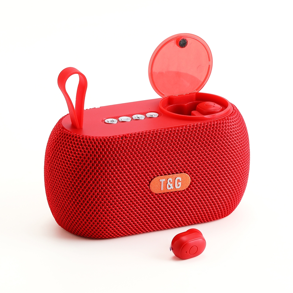 T&G TG810 2 in 1 Portable Outdoor Speaker + Mini Wireless Bluetooth Earphone(Red)