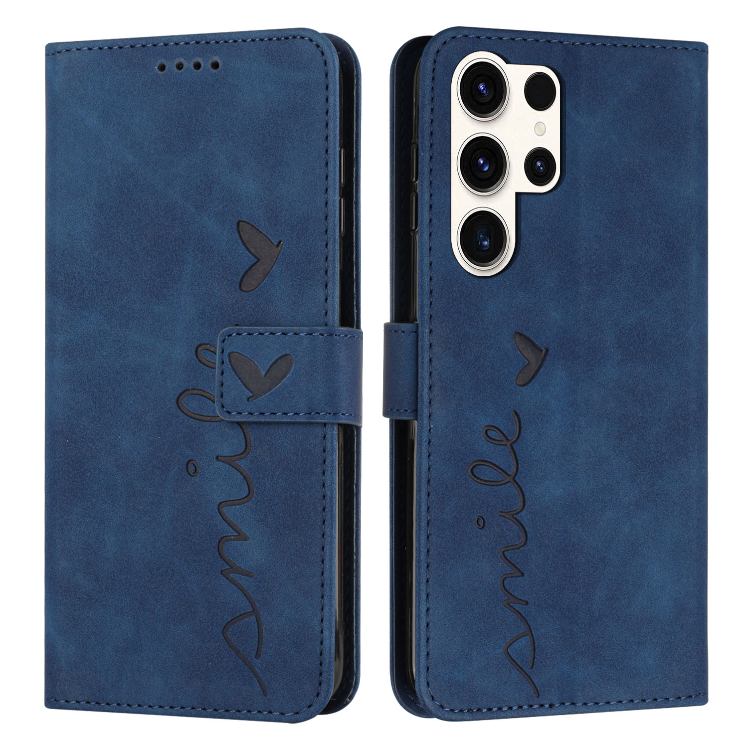 ForSamsung Galaxy S24 Ultra Skin Feel Heart Embossed Leather Phone Case with Long Lanyard(Blue) ForSamsung Galaxy S24 Ultra Skin Feel Heart Embossed Leather Phone Case with Long Lanyard(Blue)