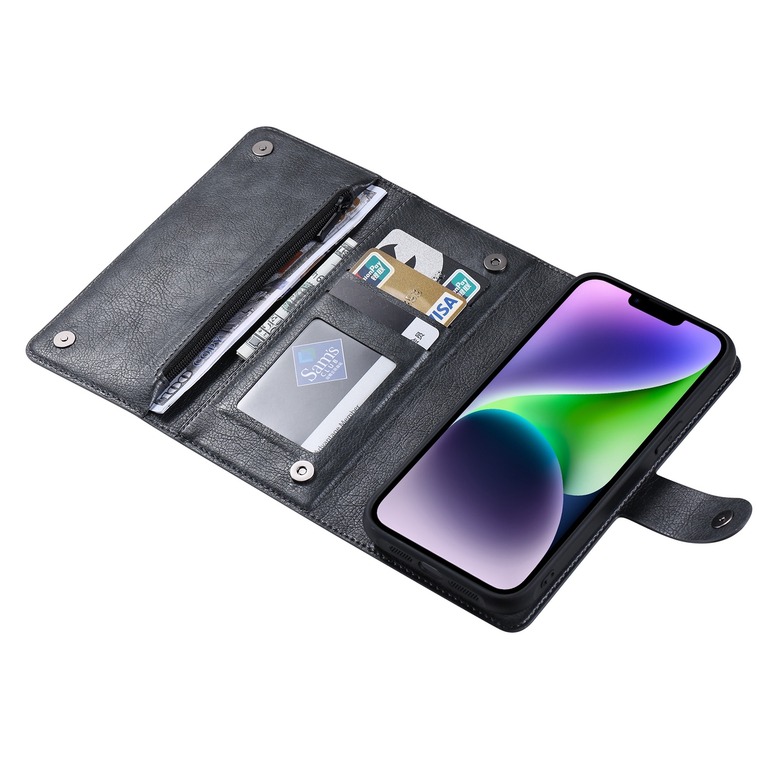 For iPhone 14 Plus ViLi GV Series MagSafe Magnetic Zipper Leather Phone Case(Black) For iPhone 14 Plus ViLi GV Series MagSafe Magnetic Zipper Leather Phone Case(Black)