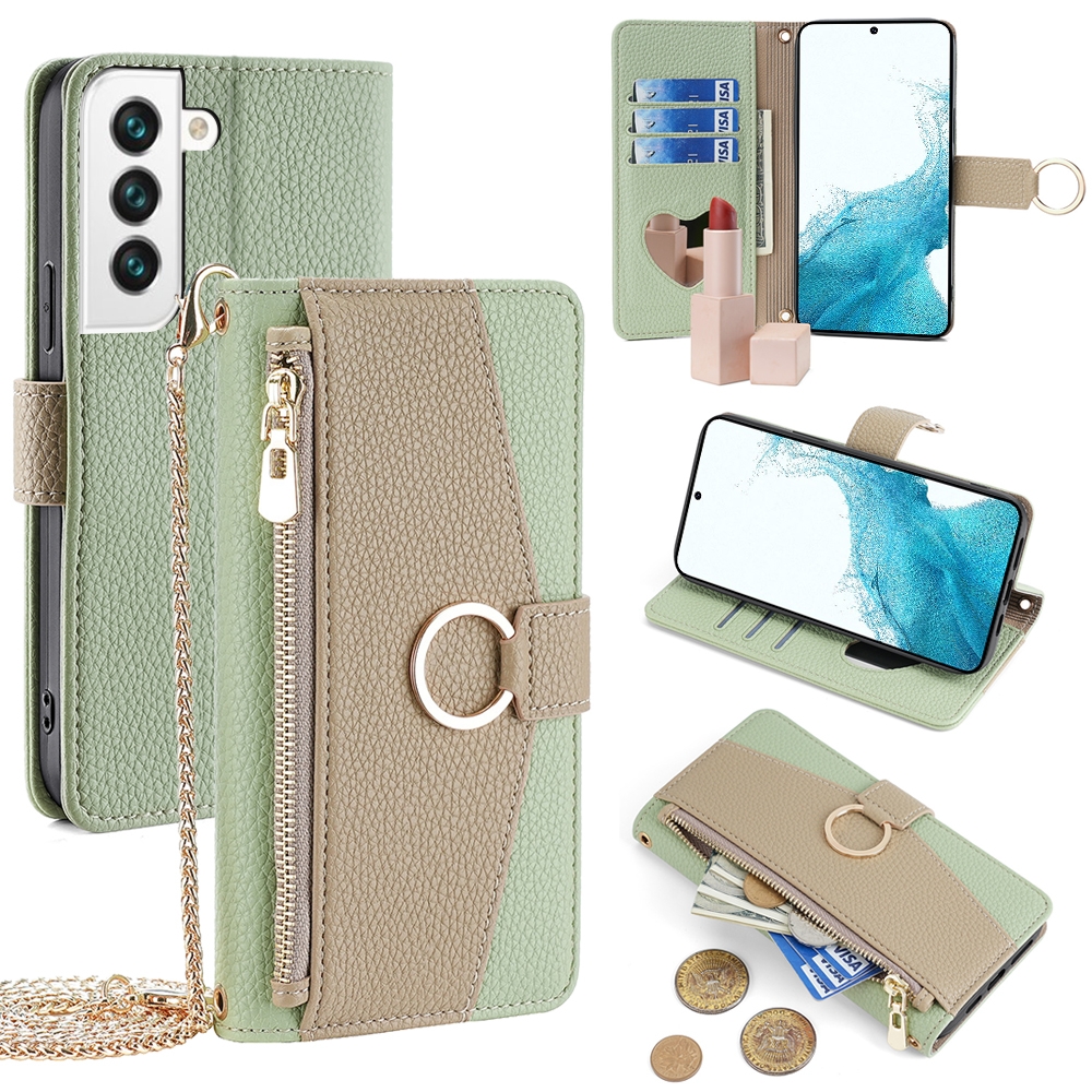 For Samsung Galaxy S22 5G Crossbody Litchi Texture Leather Phone Case(Green) For Samsung Galaxy S22 5G Crossbody Litchi Texture Leather Phone Case(Green)