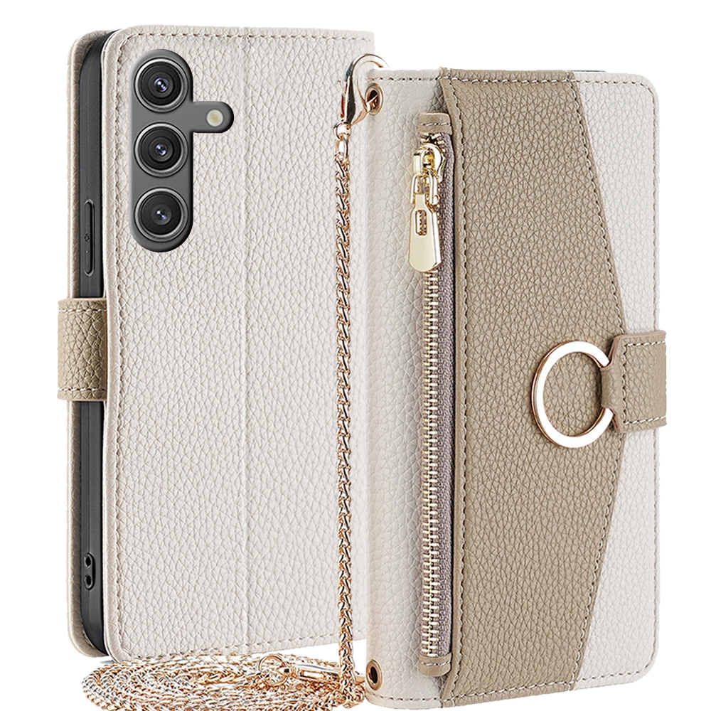 For Samsung Galaxy S24 5G Crossbody Litchi Texture Leather Phone Case(White) For Samsung Galaxy S24 5G Crossbody Litchi Texture Leather Phone Case(White)