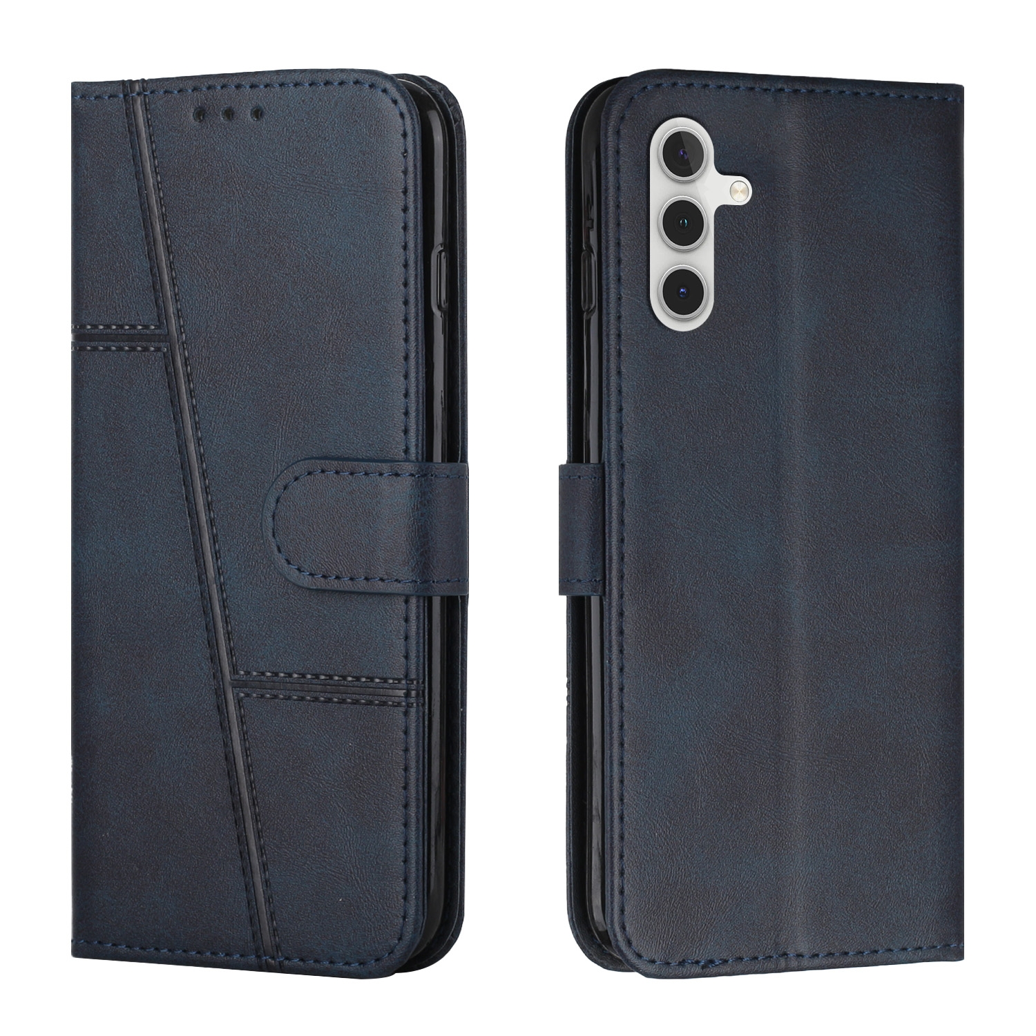For Samsung Galaxy S24 Stitching Calf Texture Buckle Leather Phone Case(Blue) For Samsung Galaxy S24 Stitching Calf Texture Buckle Leather Phone Case(Blue)