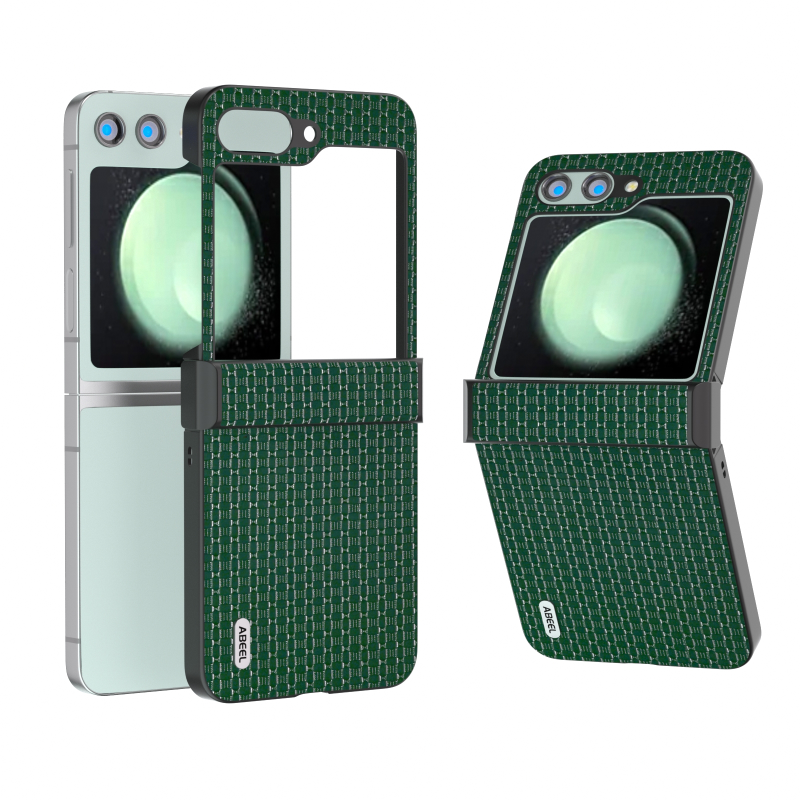 For Samsung Galaxy Z Flip5 ABEEL Hinge Genuine Leather Luxury Series Phone Case(Night Green) For Samsung Galaxy Z Flip5 ABEEL Hinge Genuine Leather Luxury Series Phone Case(Night Green)