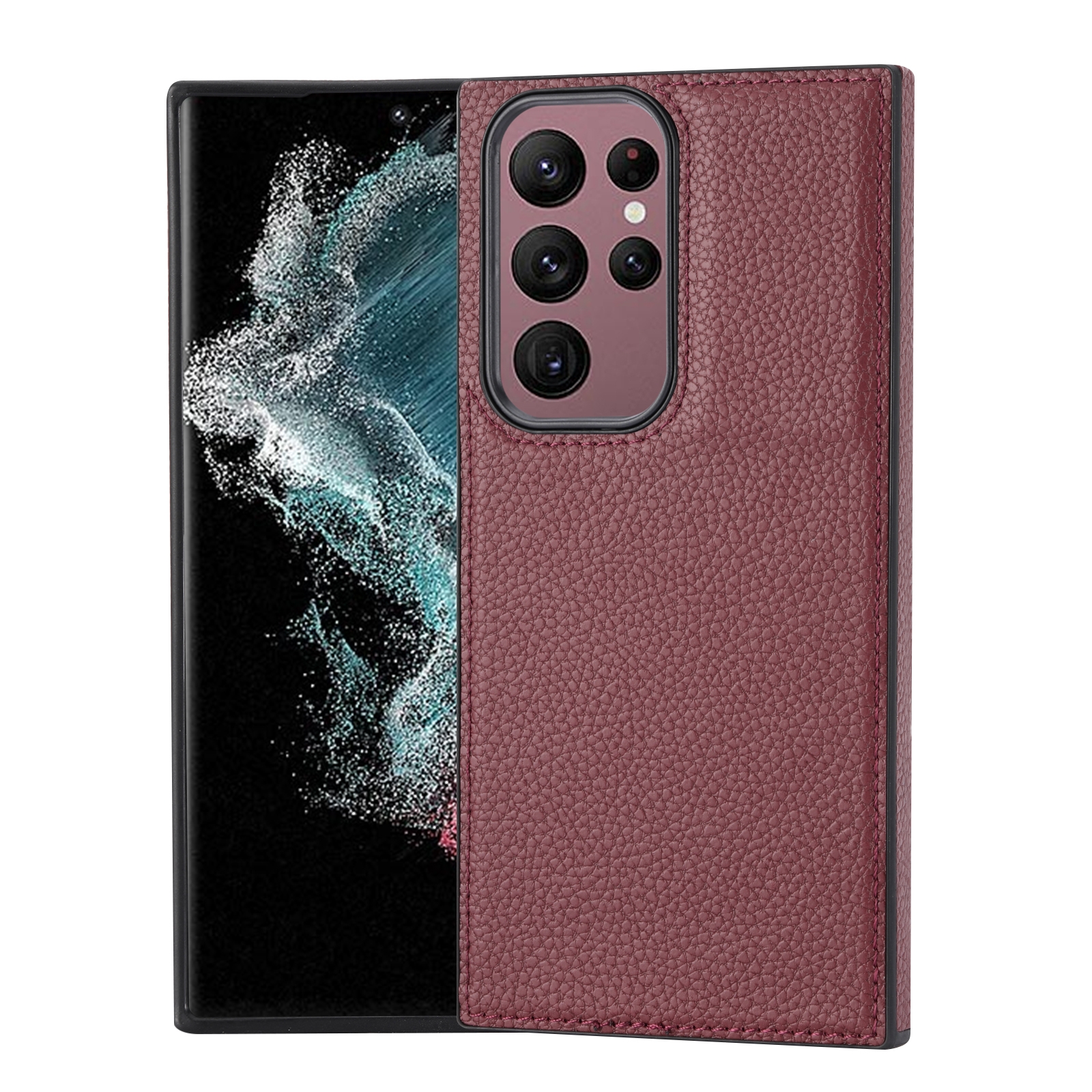 For Samsung Galaxy S23 Ultra 5G Litchi Pattern Stitched Side-mounted Phone Case(Dark Red) For Samsung Galaxy S23 Ultra 5G Litchi Pattern Stitched Side-mounted Phone Case(Dark Red)