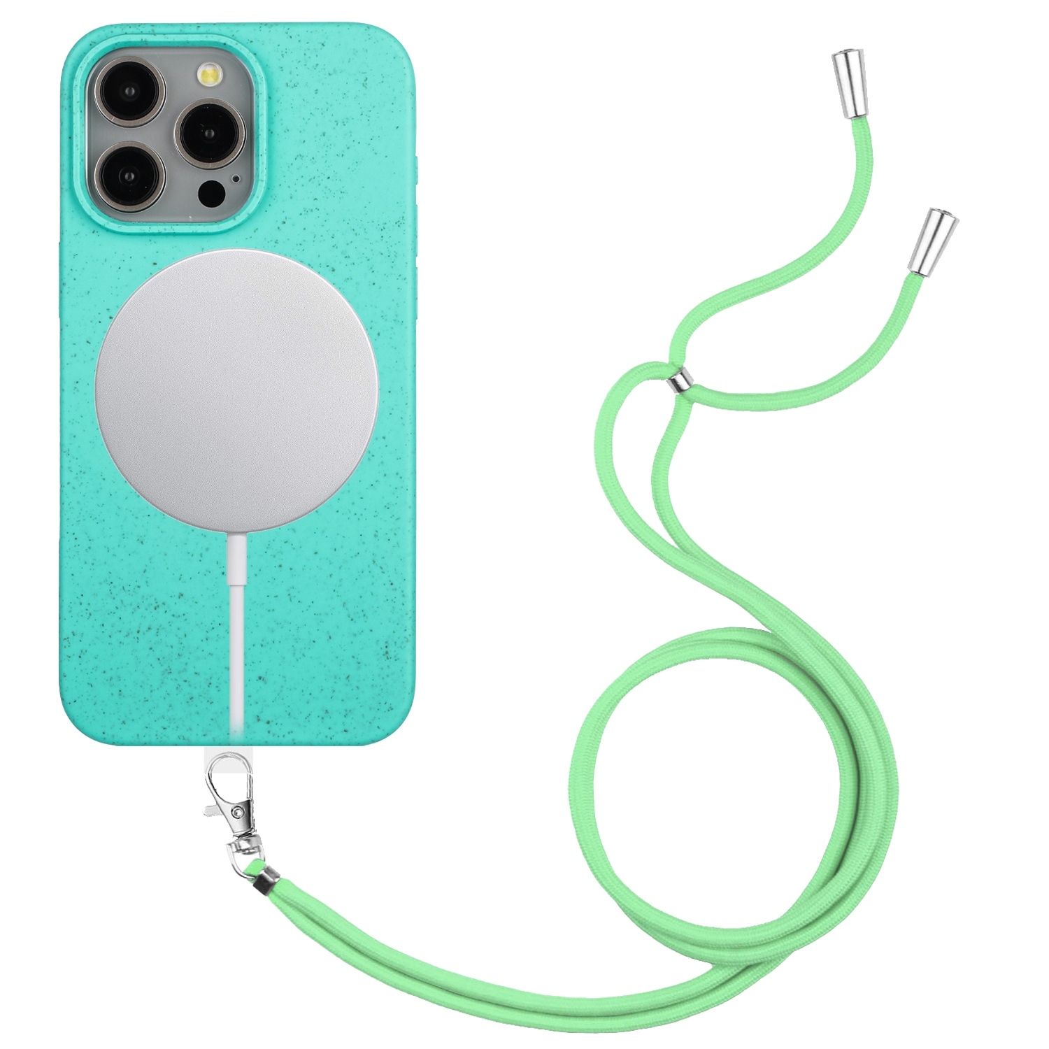 For iPhone 11 Pro Wheat MagSafe Magnetic Straw Material + TPU Phone Case with Lanyard(Green) For iPhone 11 Pro Wheat MagSafe Magnetic Straw Material + TPU Phone Case with Lanyard(Green)