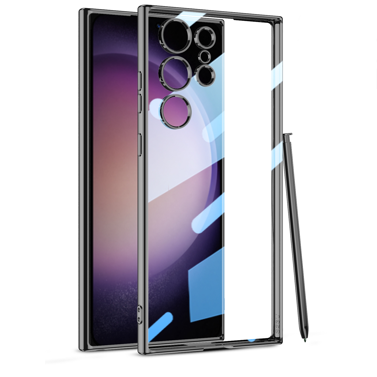 For Samsung Galaxy S24 Ultra GKK Plating Transparent TPU Phone Case, Without pen(Black) For Samsung Galaxy S24 Ultra GKK Plating Transparent TPU Phone Case, Without pen(Black)