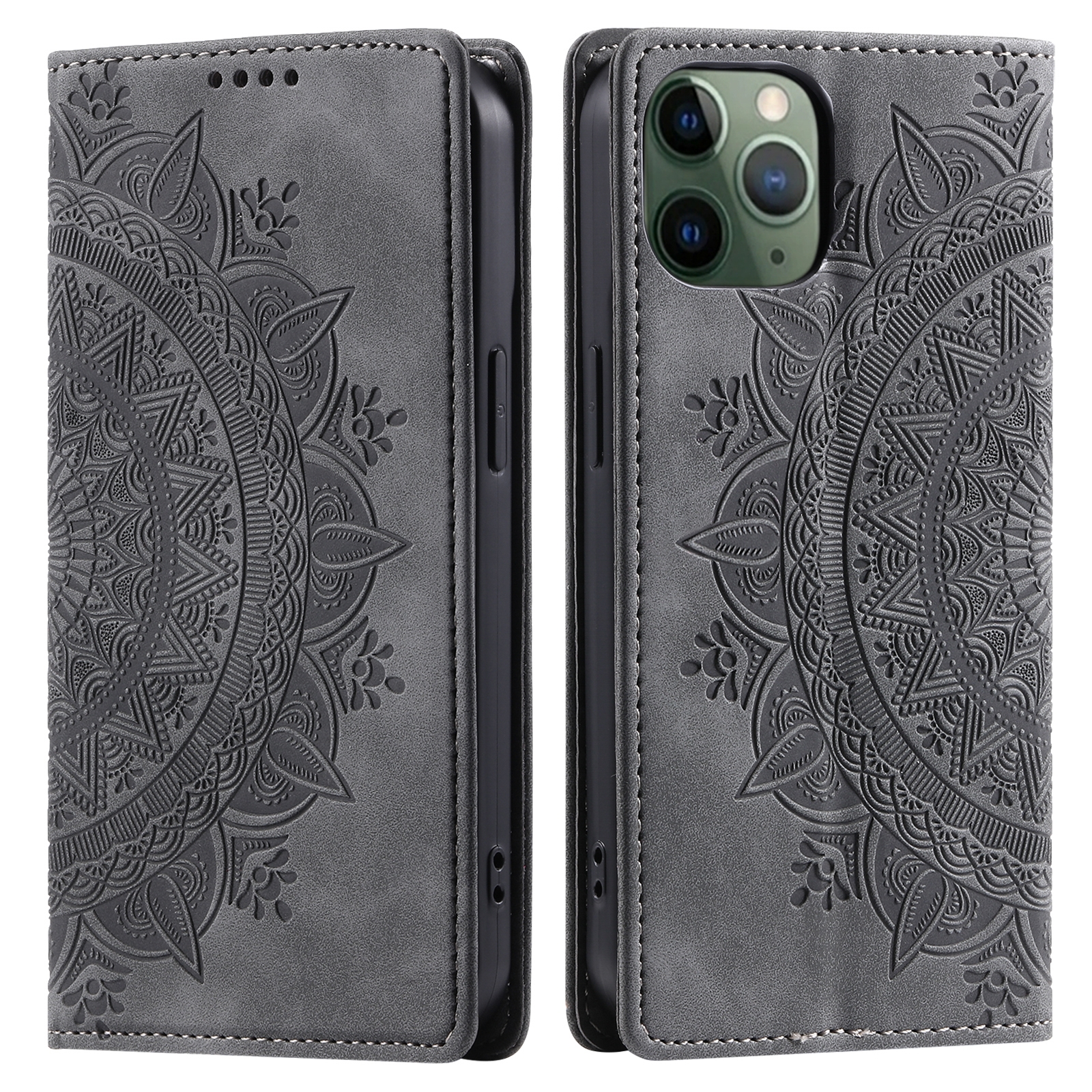 For iPhone 11 Pro Max Totem Embossed Magnetic Leather Phone Case(Grey) For iPhone 11 Pro Max Totem Embossed Magnetic Leather Phone Case(Grey)