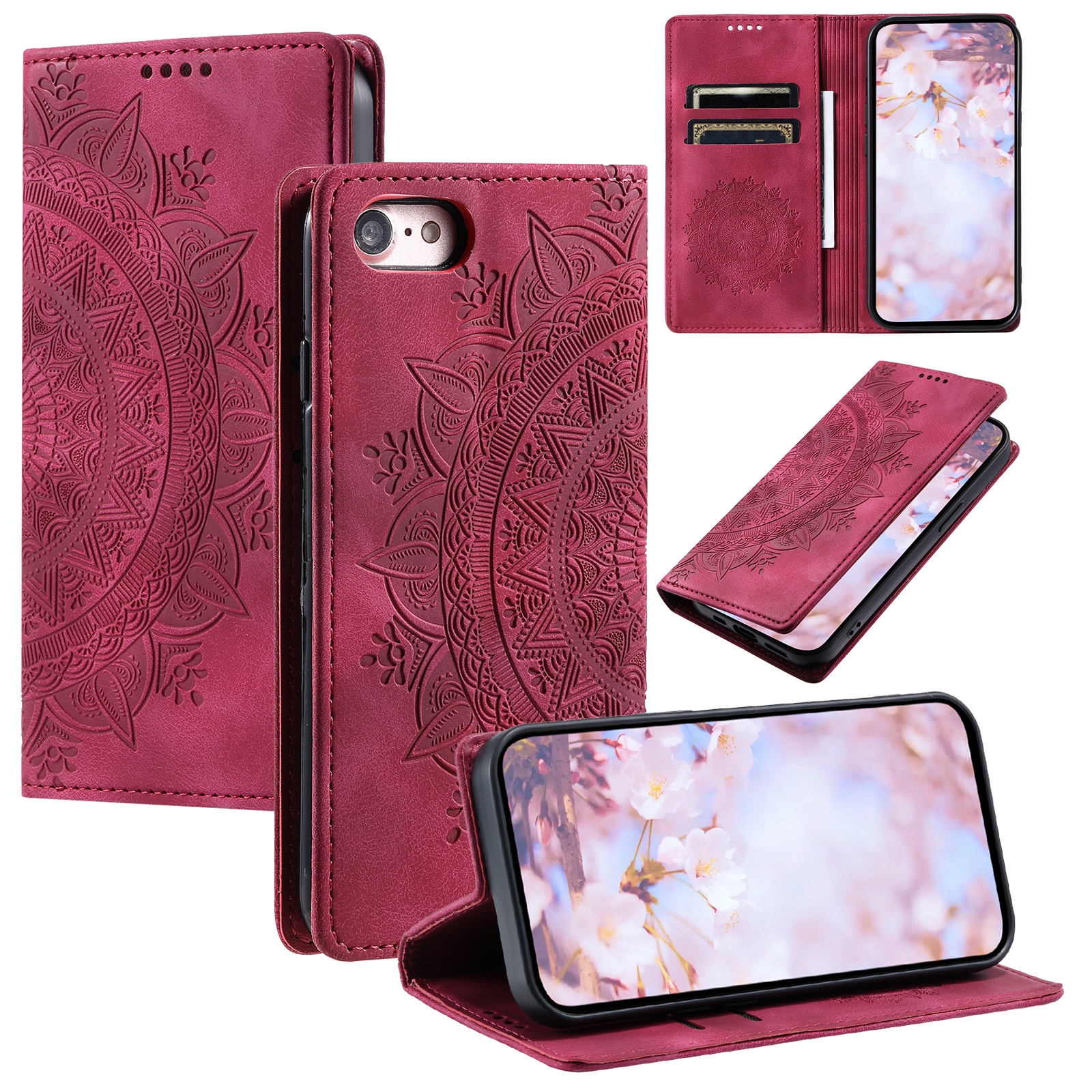 For iPhone SE 2022 / 2020 / 8 / 7 Totem Embossed Magnetic Leather Phone Case(Red) For iPhone SE 2022 / 2020 / 8 / 7 Totem Embossed Magnetic Leather Phone Case(Red)
