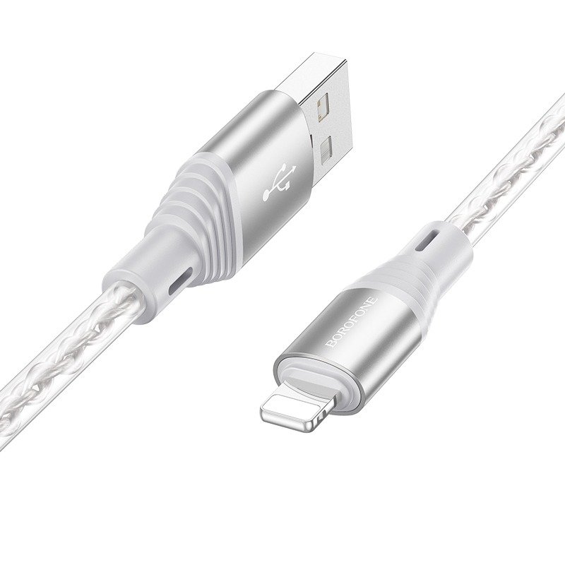 Borofone BX96 USB to 8 Pin Silicone Charging Data Cable, Length: 1m(Grey) Borofone BX96 USB to 8 Pin Silicone Charging Data Cable, Length: 1m(Grey)