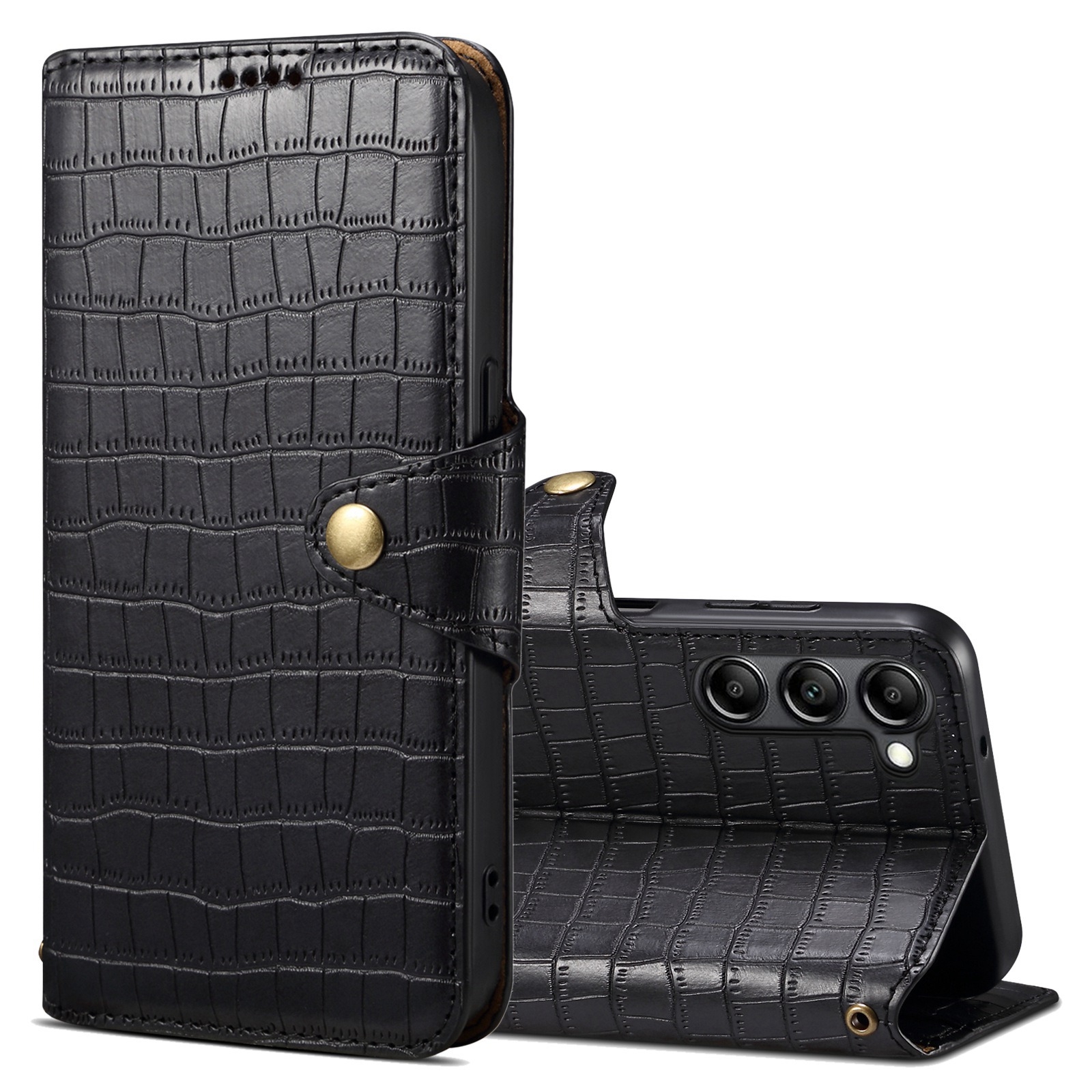 For Samsung Galaxy S24 5G Denior Crocodile Texture Oil Edge Leather Phone Case(Black) For Samsung Galaxy S24 5G Denior Crocodile Texture Oil Edge Leather Phone Case(Black)