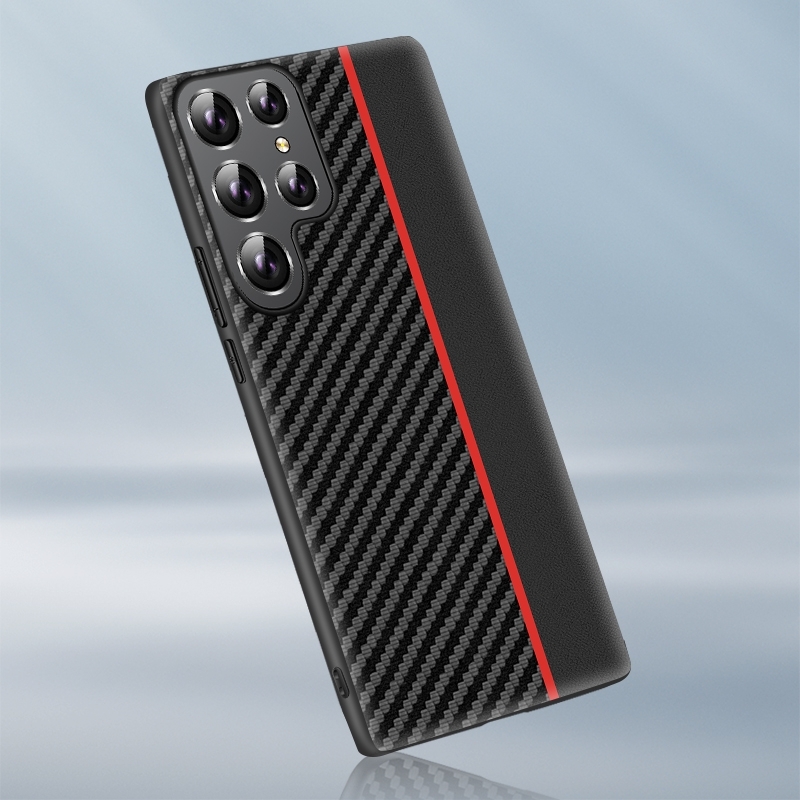 For Samsung Galaxy S24 Ultra 5G Ultra-thin Carbon Fiber Texture Splicing Phone Case(Red) For Samsung Galaxy S24 Ultra 5G Ultra-thin Carbon Fiber Texture Splicing Phone Case(Red)