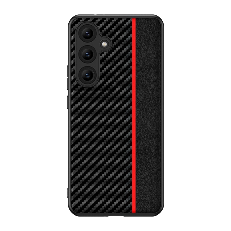 For Samsung Galaxy S25 5G Ultra-thin Carbon Fiber Texture Splicing Phone Case(Red) For Samsung Galaxy S25 5G Ultra-thin Carbon Fiber Texture Splicing Phone Case(Red)