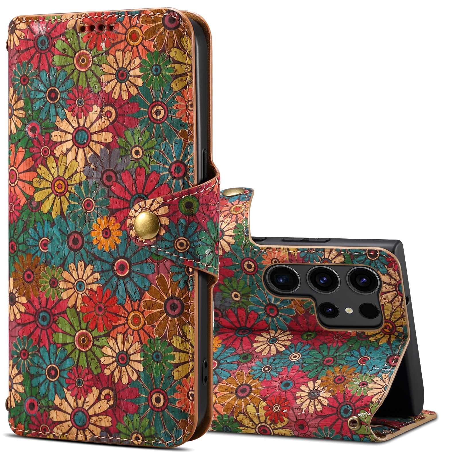 For Samsung Galaxy S24 Ultra 5G Denior Flower Language Series Cork Fabric Oil Edge Leather Phone Case(Spring) For Samsung Galaxy S24 Ultra 5G Denior Flower Language Series Cork Fabric Oil Edge Leather Phone Case(Spring)