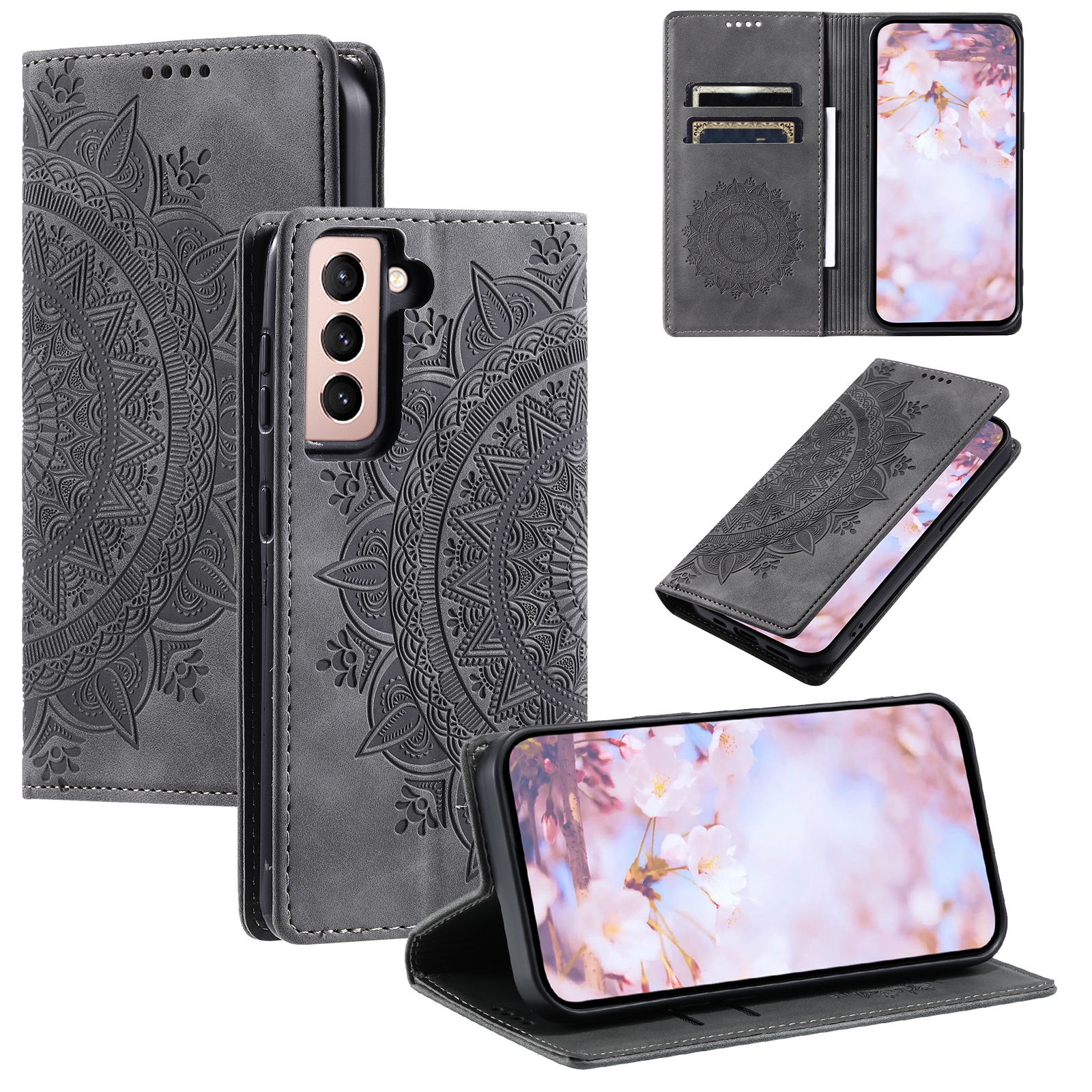 For Samsung Galaxy S22 5G Totem Embossed Magnetic Leather Phone Case(Grey) For Samsung Galaxy S22 5G Totem Embossed Magnetic Leather Phone Case(Grey)