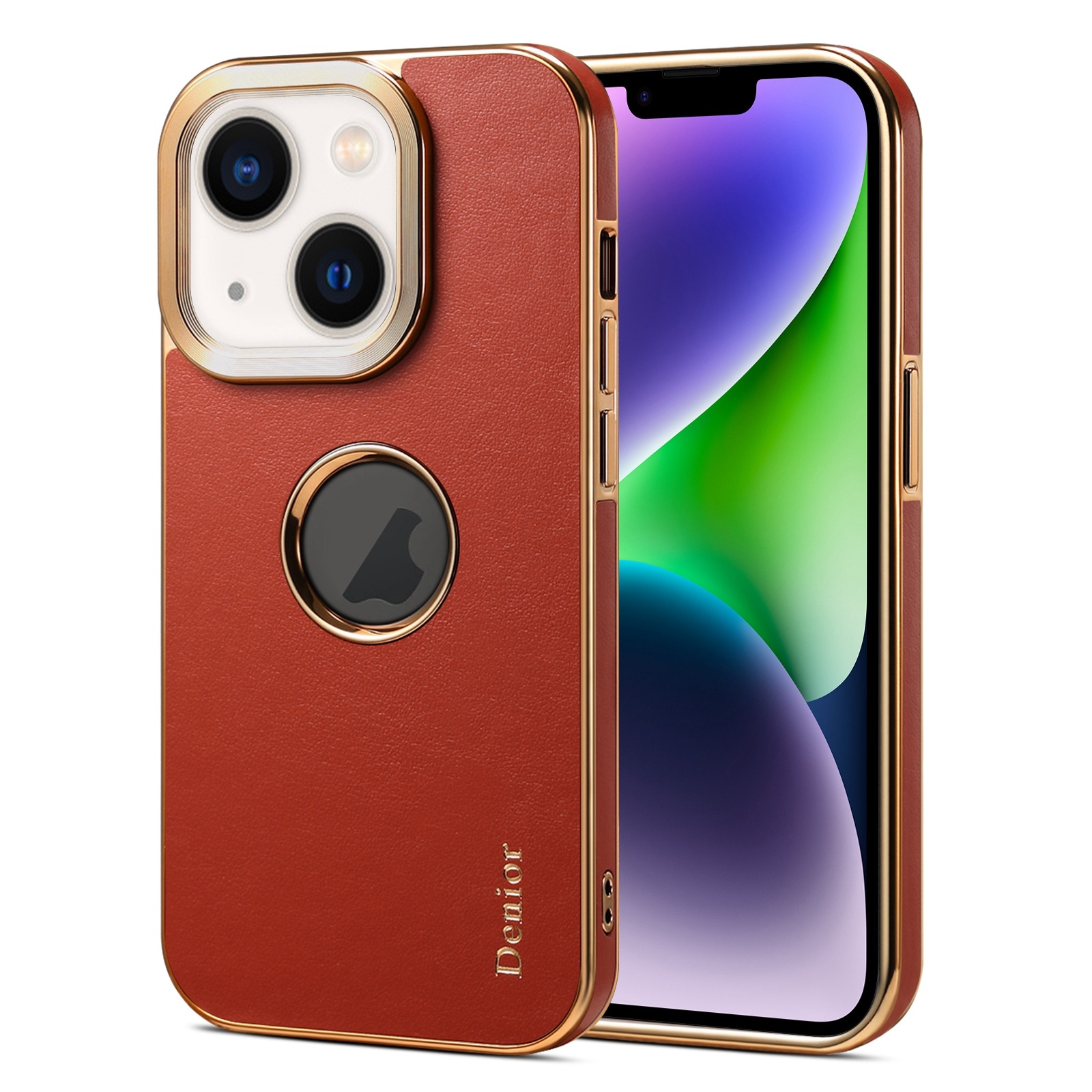 For iPhone 14 / 13 Denior Fragrant Calf Texture Electroplating Phone Case(Maroon Red)