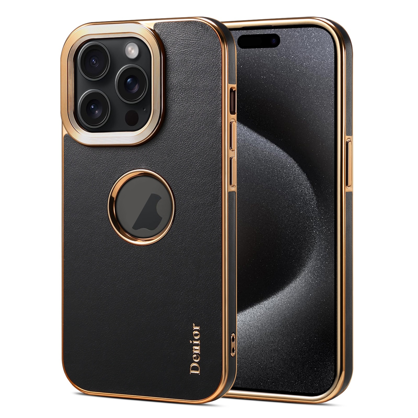 For iPhone 15 Pro Denior Fragrant Calf Texture Electroplating Phone Case(Black) For iPhone 15 Pro Denior Fragrant Calf Texture Electroplating Phone Case(Black)