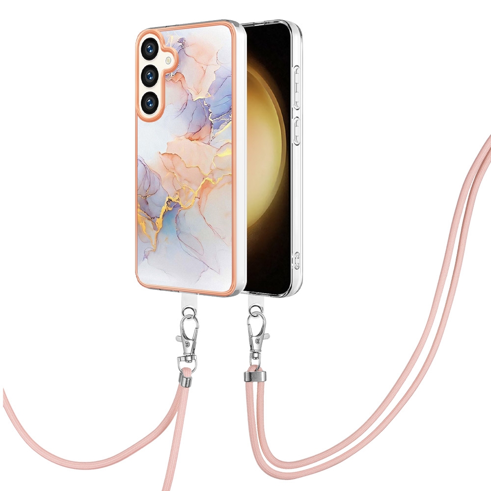 For Samsung Galaxy S24 5G Electroplating Pattern IMD TPU Shockproof Case with Neck Lanyard(Milky Way White Marble) For Samsung Galaxy S24 5G Electroplating Pattern IMD TPU Shockproof Case with Neck Lanyard(Milky Way White Marble)