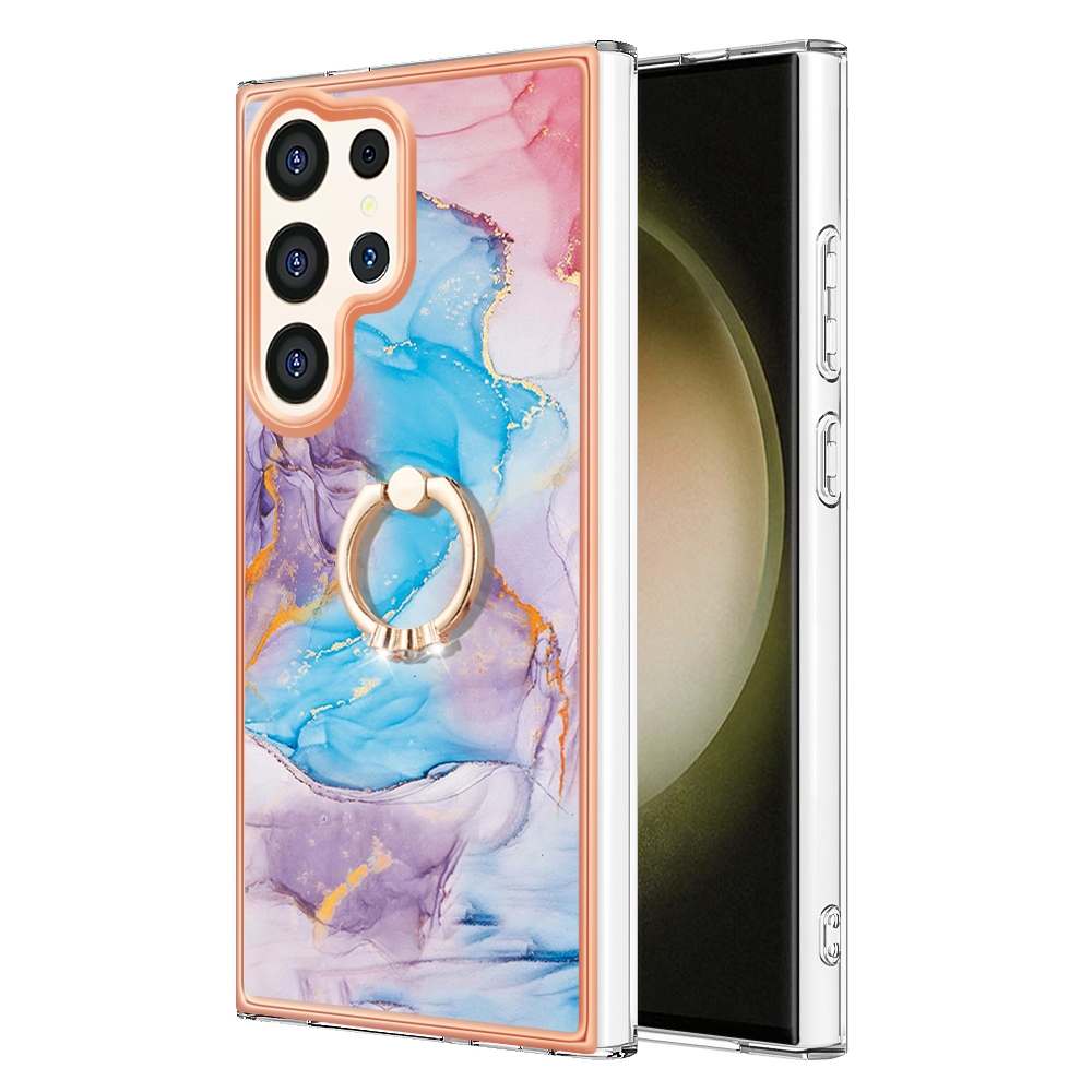 For Samsung Galaxy S24 Ultra 5G Electroplating Pattern IMD TPU Shockproof Case with Rhinestone Ring Holder(Milky Way Blue Marble) For Samsung Galaxy S24 Ultra 5G Electroplating Pattern IMD TPU Shockproof Case with Rhinestone Ring Holder(Milky Way Blue Marble)