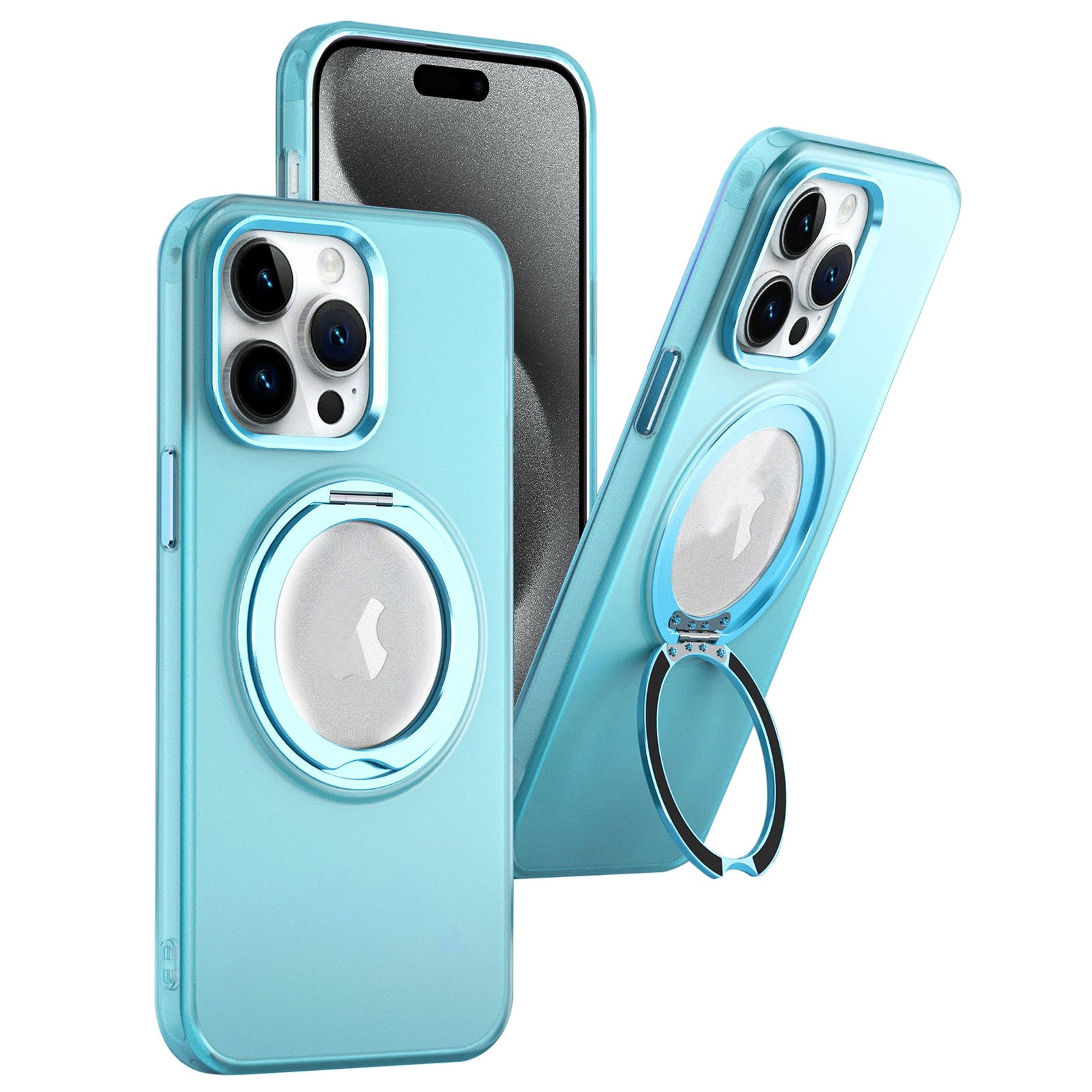 For iPhone 15 Pro 360 Rotate Ring Holder MagSafe PC Phone Case(Sierra Blue) For iPhone 15 Pro 360 Rotate Ring Holder MagSafe PC Phone Case(Sierra Blue)