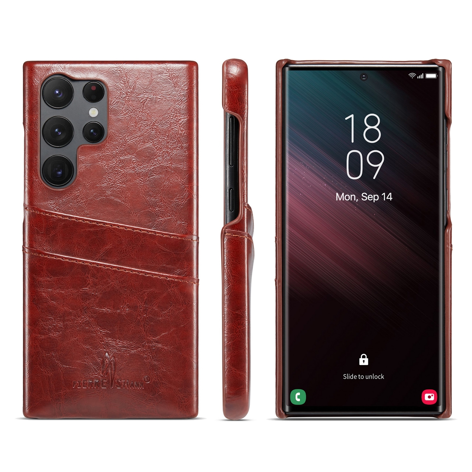 For Samsung Galaxy S24 Ultra 5G Fierre Shann Oil Wax Texture Leather Phone Case with Card Slots(Brown) For Samsung Galaxy S24 Ultra 5G Fierre Shann Oil Wax Texture Leather Phone Case with Card Slots(Brown)
