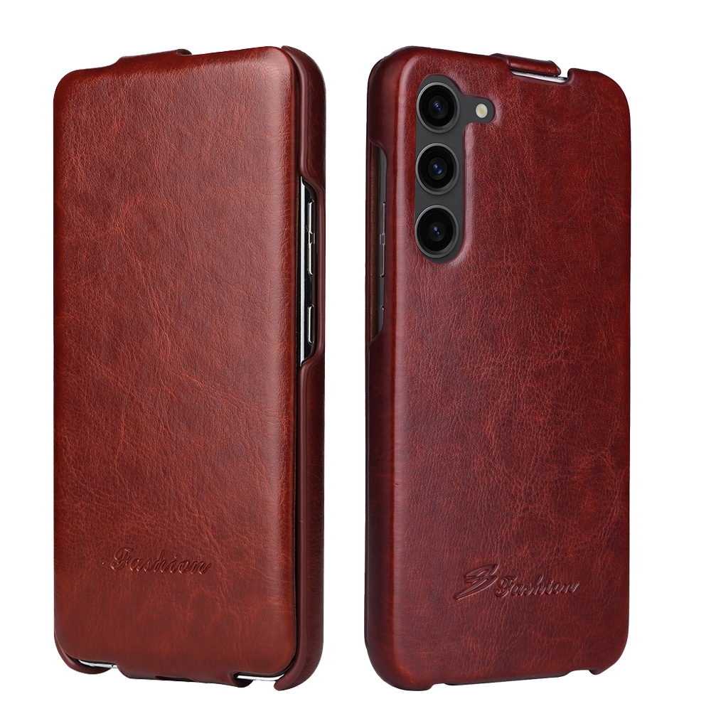 For Samsung Galaxy S24+ 5G Fierre Shann 64 Texture Vertical Flip PU Leather Phone Case(Brown) For Samsung Galaxy S24+ 5G Fierre Shann 64 Texture Vertical Flip PU Leather Phone Case(Brown)