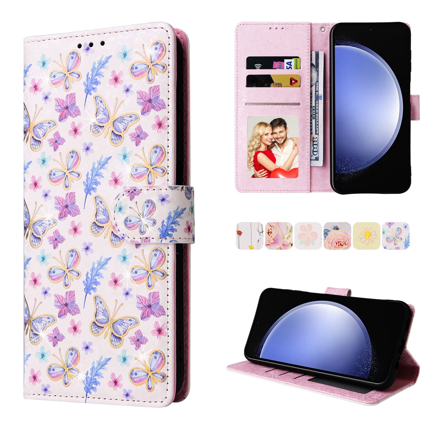 For Samsung Galaxy S23 FE 5G Bronzing Painting RFID Leather Case(Pansies) For Samsung Galaxy S23 FE 5G Bronzing Painting RFID Leather Case(Pansies)