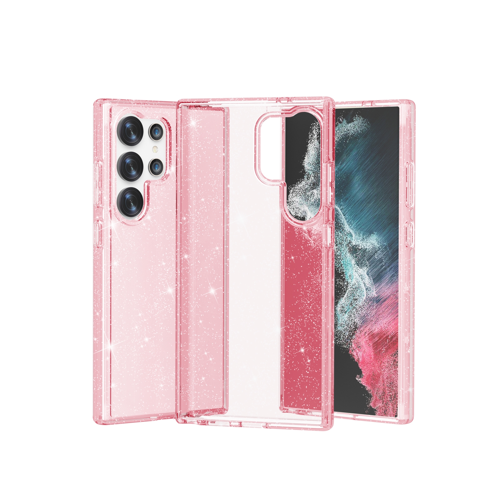 For Samsung Galaxy S24 Ultra 5G Shockproof Terminator Glitter Powder Phone Case(Pink) For Samsung Galaxy S24 Ultra 5G Shockproof Terminator Glitter Powder Phone Case(Pink)