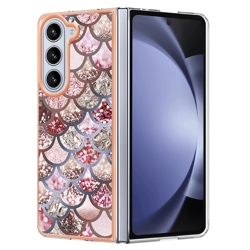 For Samsung Galaxy Z Fold5 5G Electroplating IMD TPU Phone Case(Pink Scales) For Samsung Galaxy Z Fold5 5G Electroplating IMD TPU Phone Case(Pink Scales)