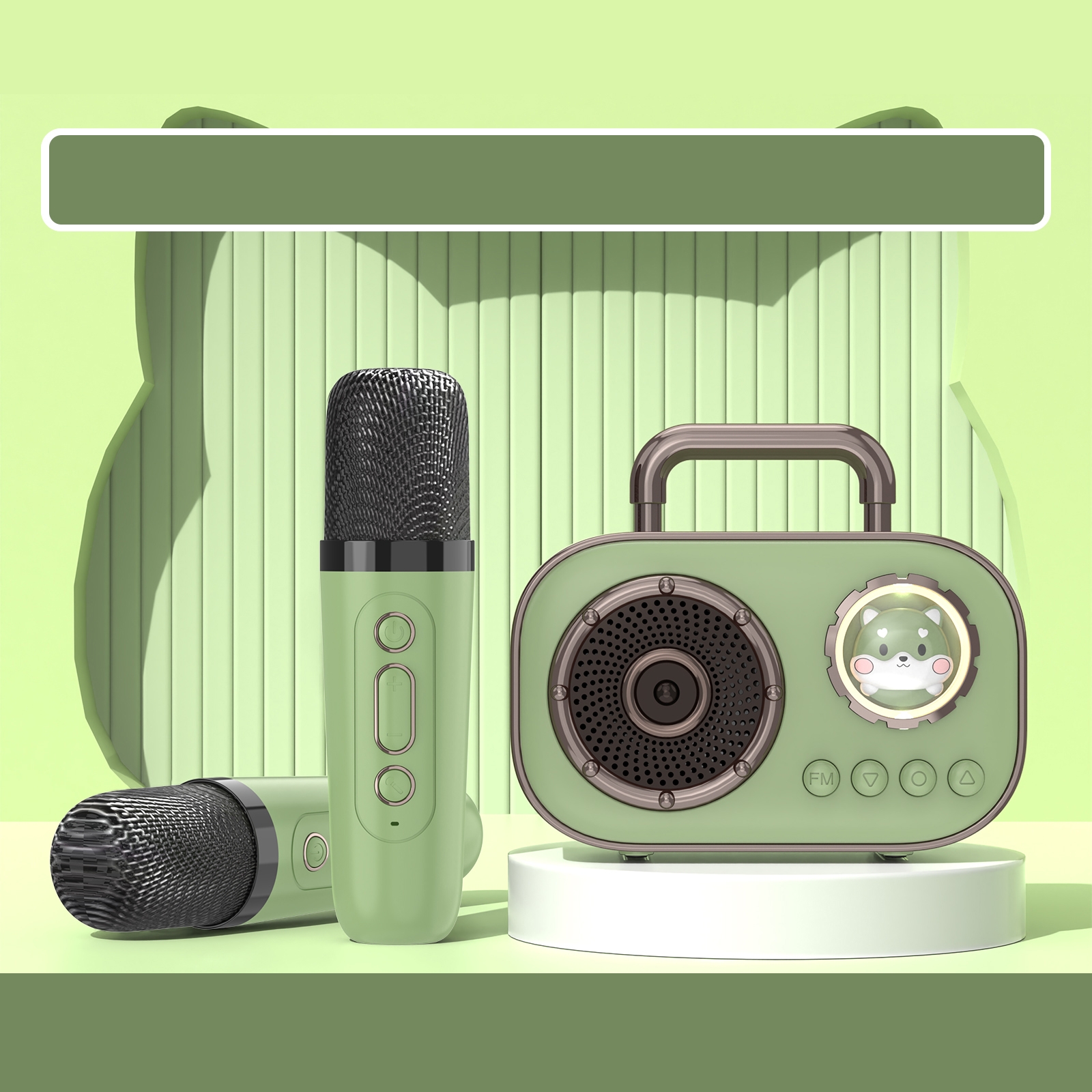 HiFi Bluetooth 5.3 Speaker Support FM, with 2 x Microphone(Green) HiFi Bluetooth 5.3 Speaker Support FM, with 2 x Microphone(Green)