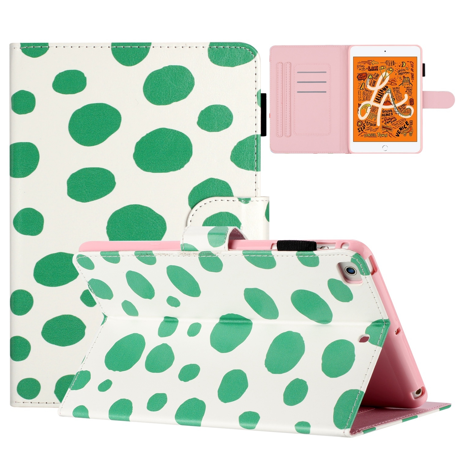 For iPad Pro 9.7 / 9.7 2018 / 2017 Dot Pattern Leather Smart Tablet Case(White Green Dot) For iPad Pro 9.7 / 9.7 2018 / 2017 Dot Pattern Leather Smart Tablet Case(White Green Dot)