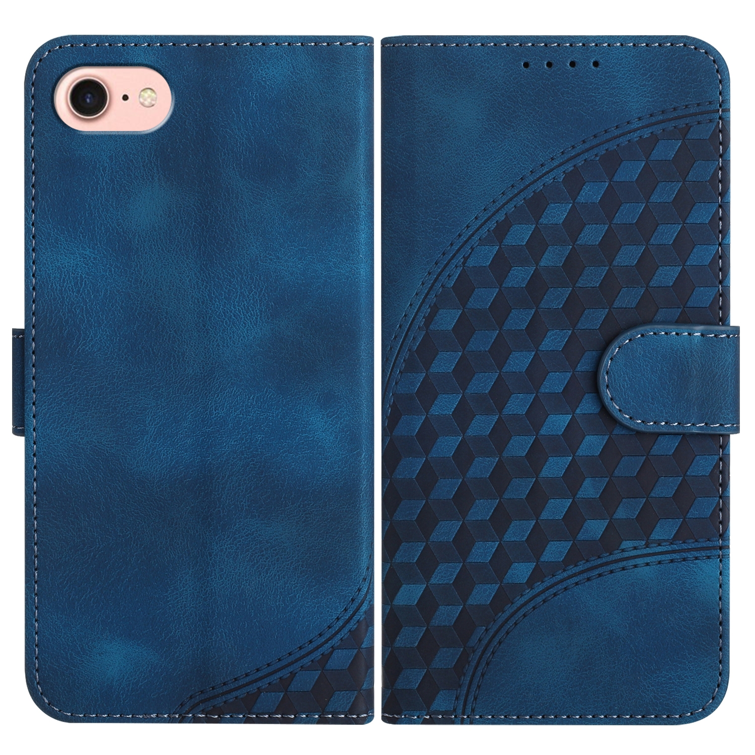 For iPhone SE 2022/SE 2020/6/7/8 YX0060 Elephant Head Embossed Phone Leather Case with Lanyard(Royal Blue) For iPhone SE 2022/SE 2020/6/7/8 YX0060 Elephant Head Embossed Phone Leather Case with Lanyard(Royal Blue)
