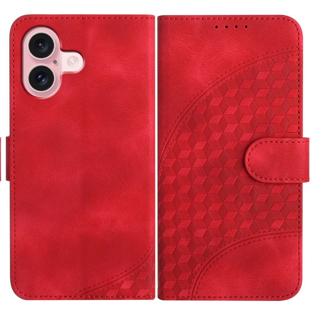 For iPhone 16 YX0060 Elephant Head Embossed Phone Leather Case with Lanyard(Red) For iPhone 16 YX0060 Elephant Head Embossed Phone Leather Case with Lanyard(Red)
