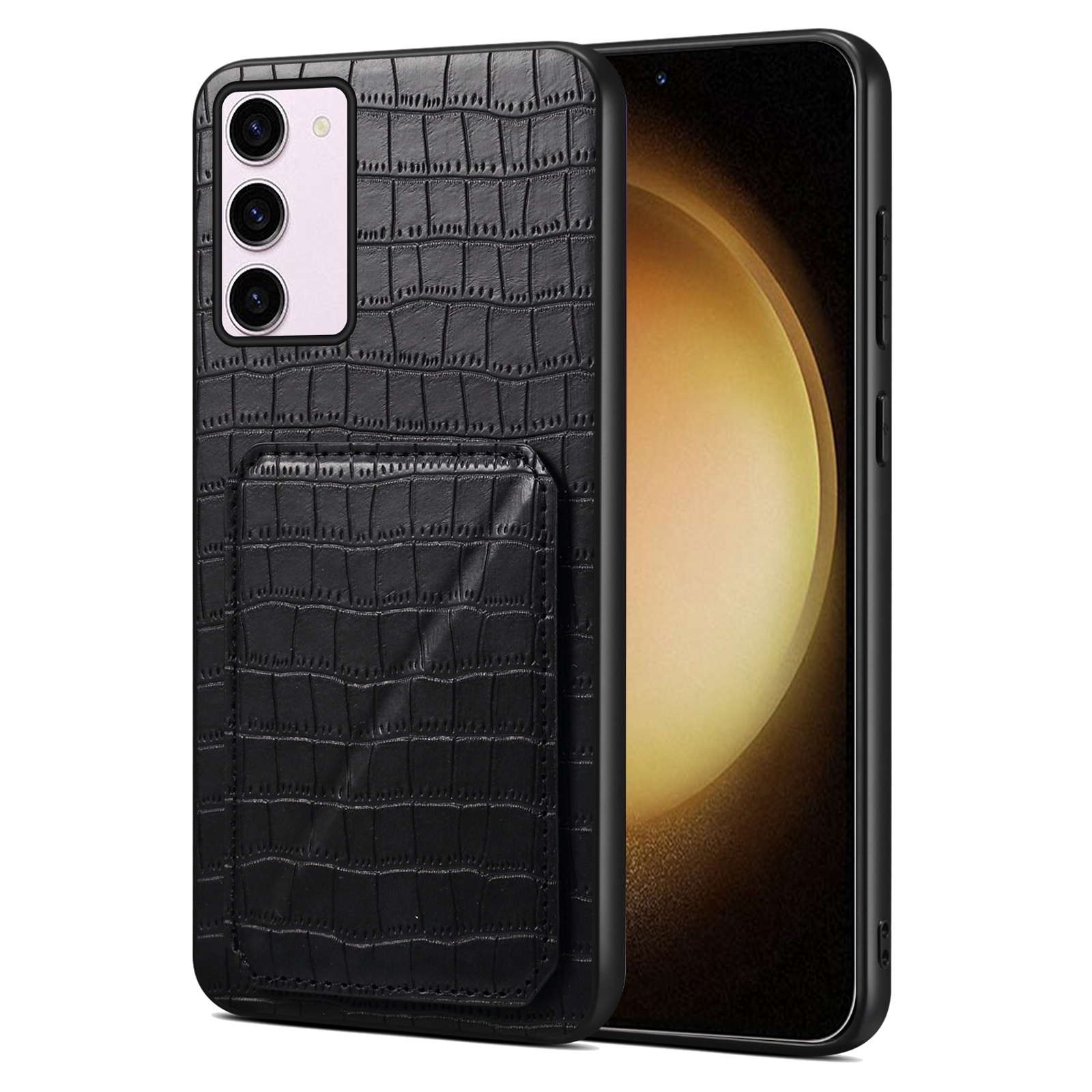 For Samsung Galaxy S23+ 5G Denior Imitation Crocodile Leather Back Phone Case with Holder(Black) For Samsung Galaxy S23+ 5G Denior Imitation Crocodile Leather Back Phone Case with Holder(Black)