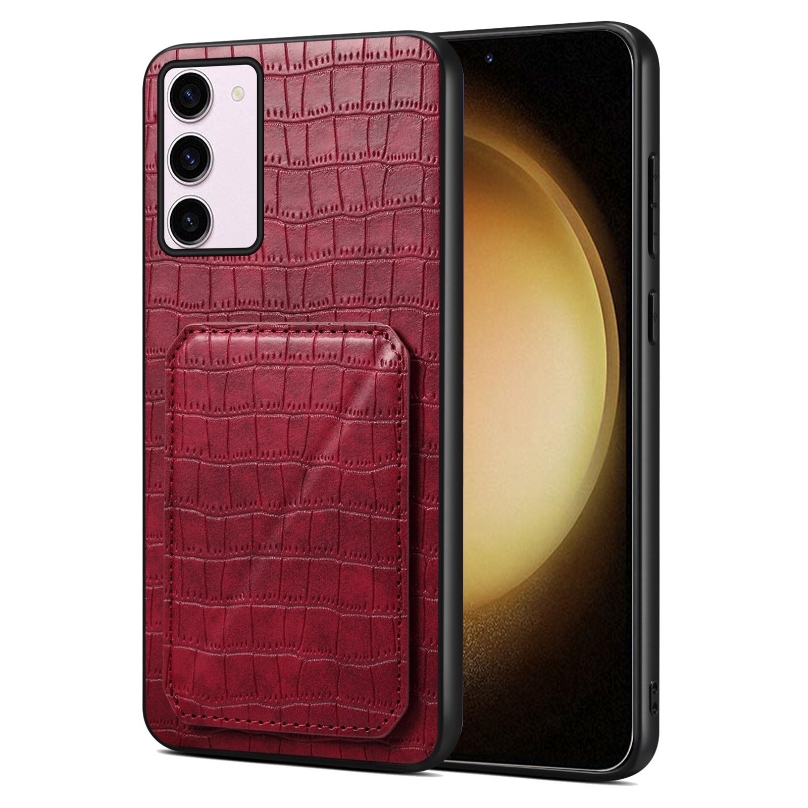 For Samsung Galaxy S23+ 5G Denior Imitation Crocodile Leather Back Phone Case with Holder(Rose Red) For Samsung Galaxy S23+ 5G Denior Imitation Crocodile Leather Back Phone Case with Holder(Rose Red)