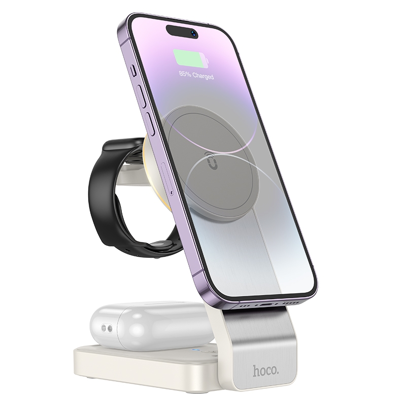 hoco CQ3 Motorcycle Folding 3 in 1 Magnetic Wireless Fast Charger(Beige) hoco CQ3 Motorcycle Folding 3 in 1 Magnetic Wireless Fast Charger(Beige)