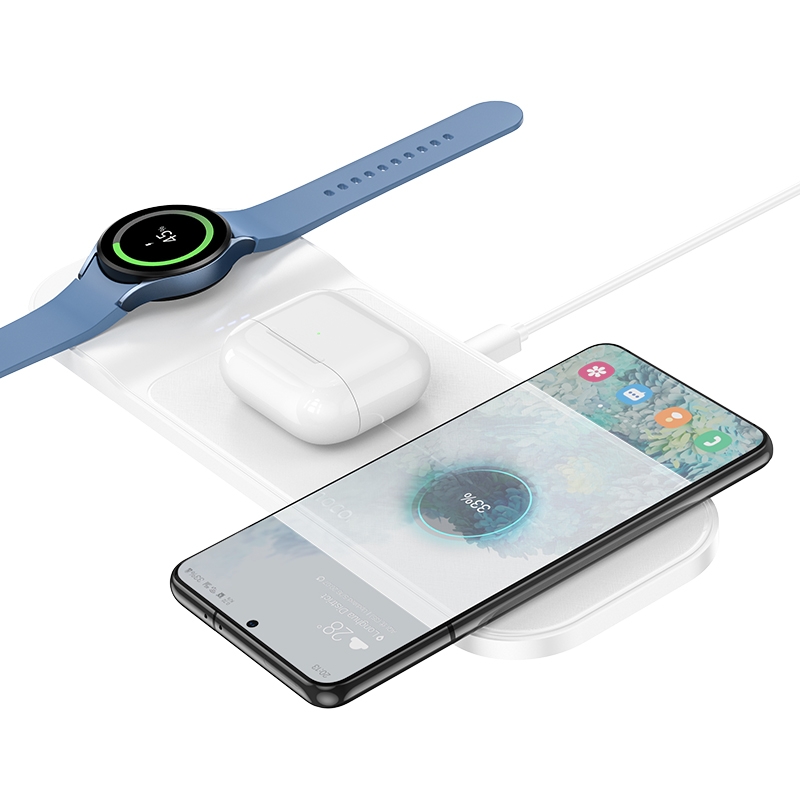 hoco CQ6 Step 3 in 1 Wireless Fast Charger for SAM Watch(White) hoco CQ6 Step 3 in 1 Wireless Fast Charger for SAM Watch(White)