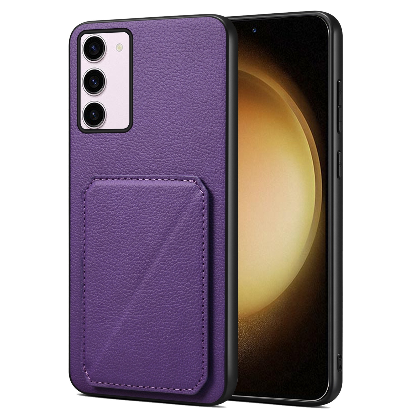 For Samsung Galaxy S23+ 5G Denior Imitation Calf Leather Back Phone Case with Holder(Purple) For Samsung Galaxy S23+ 5G Denior Imitation Calf Leather Back Phone Case with Holder(Purple)
