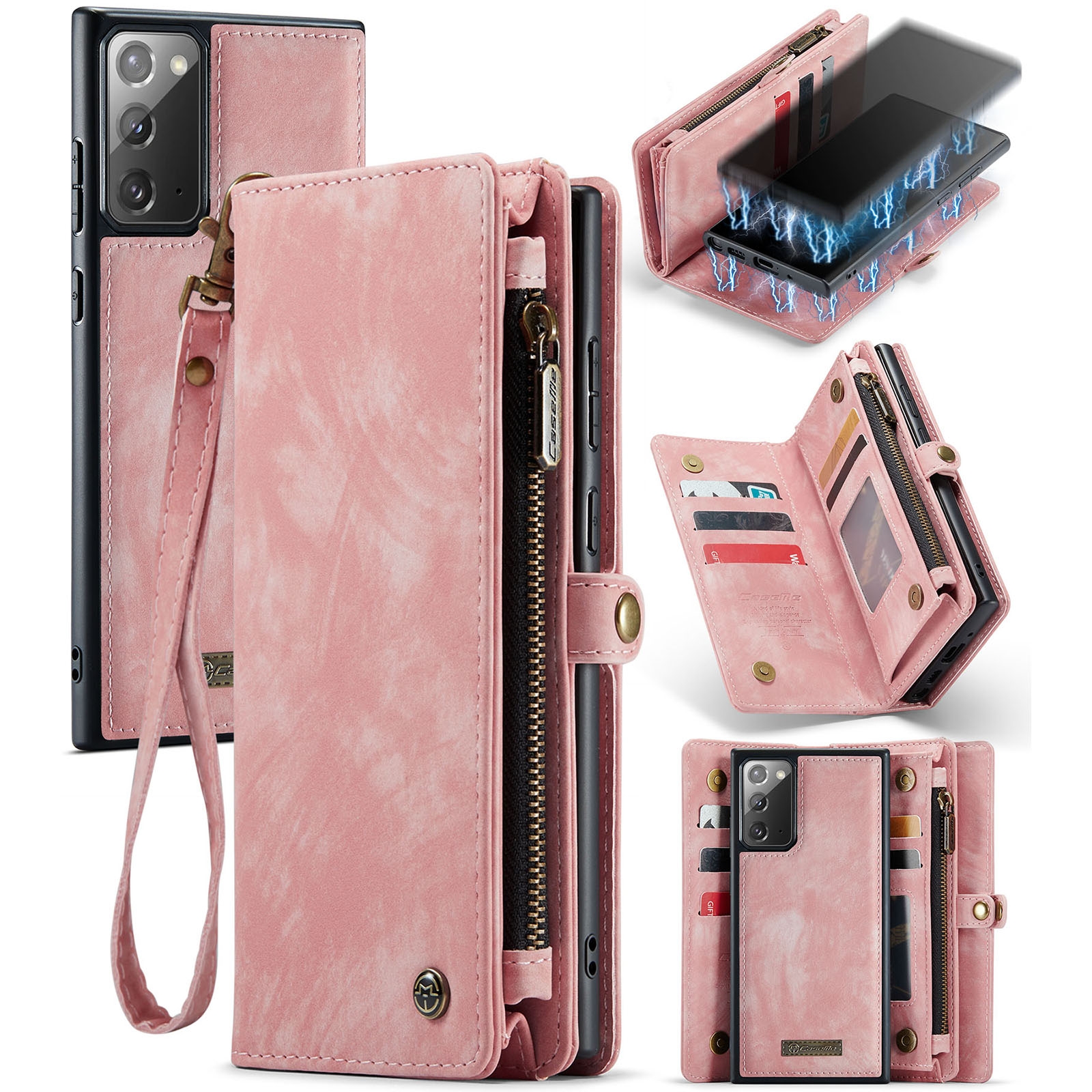 For Samsung Galaxy Note20 CaseMe-008 Detachable Multifunctional Horizontal Flip Leather Case with Card Slot & Holder & Zipper Wallet & Photo Frame (Pink) For Samsung Galaxy Note20 CaseMe-008 Detachable Multifunctional Horizontal Flip Leather Case with Card Slot & Holder & Zipper Wallet & Photo Frame (Pink)