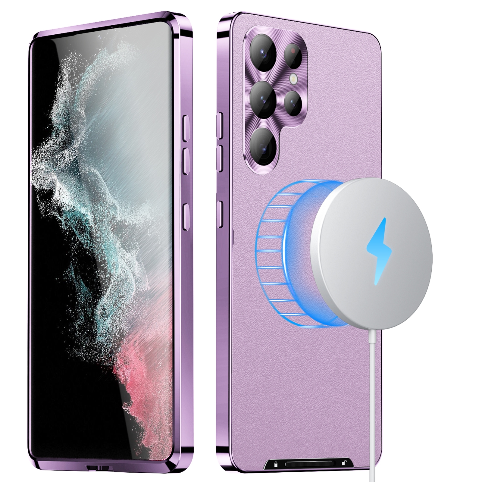 For Samsung Galaxy S23 Ultra 5G MagSafe Magnetic Plain Metal Phone Case(Purple) For Samsung Galaxy S23 Ultra 5G MagSafe Magnetic Plain Metal Phone Case(Purple)