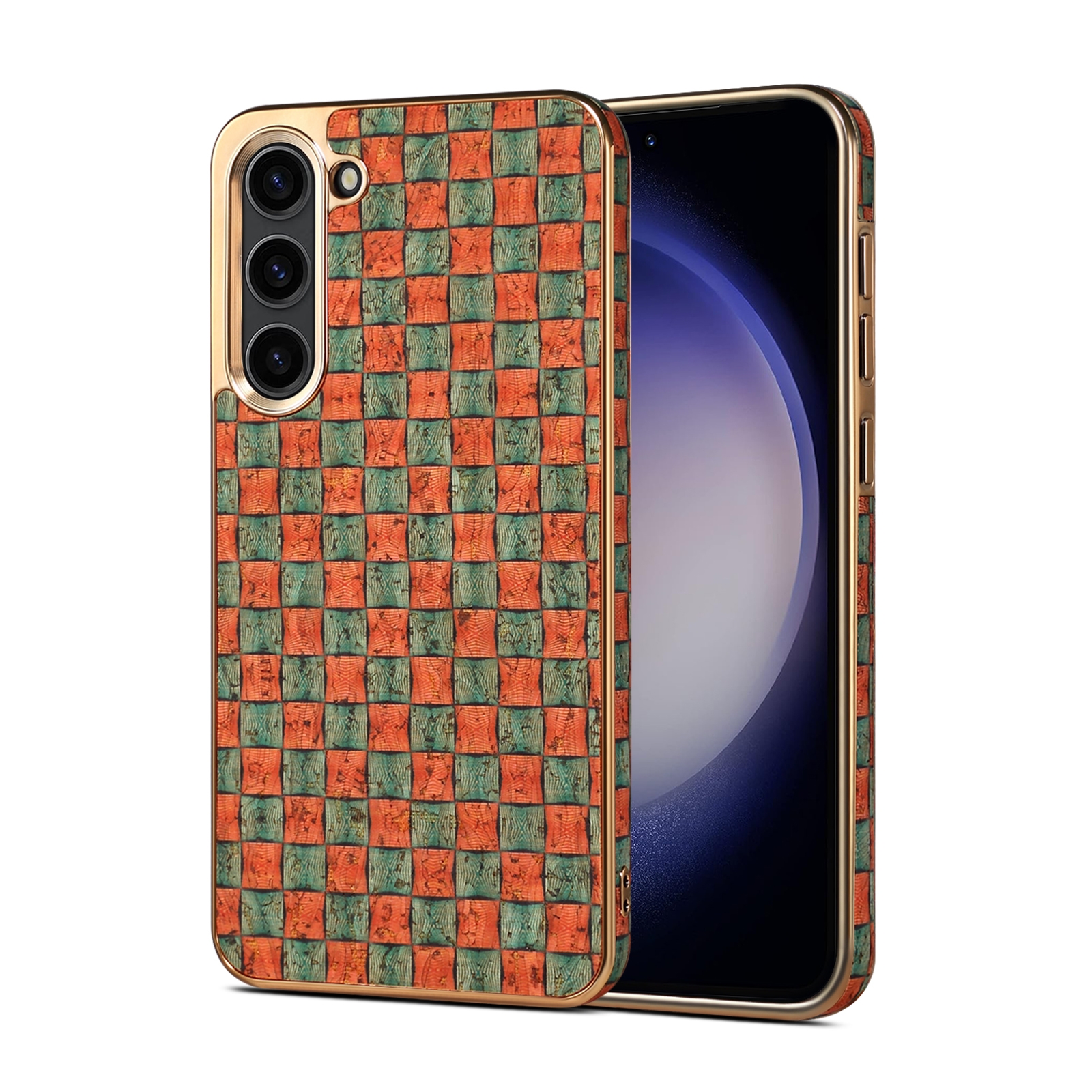 For Samsung Galaxy S23+ 5G Denior Flower Language Series Electroplated Phone Case(Orange)